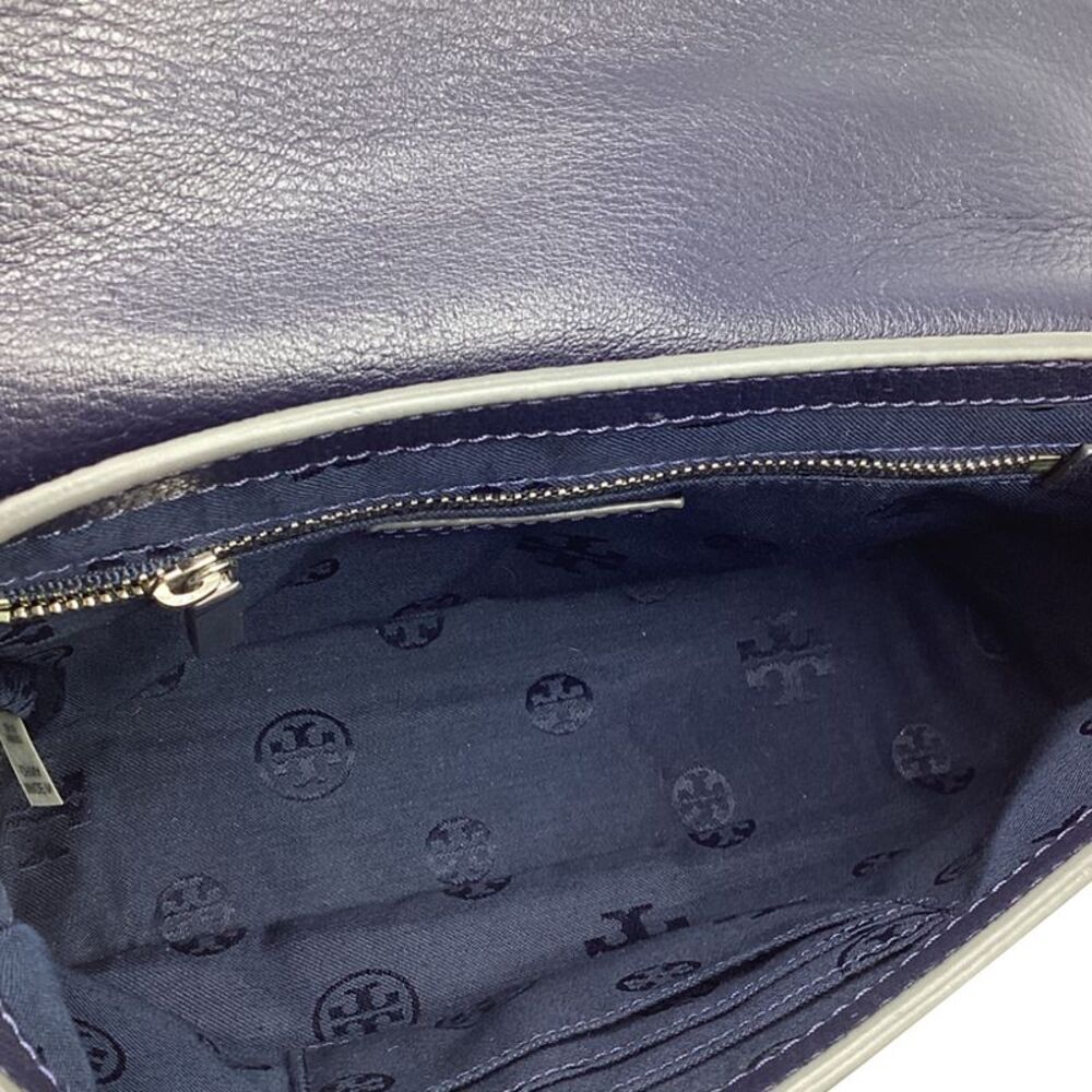 Tory Burch Mercer Shoulder Bag in Navy Blue Leather - Picture 12 of 12